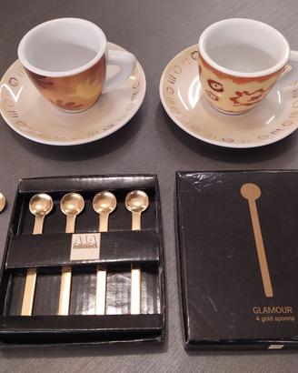 Tazzine caffè Giannini con cucchiaini dorati