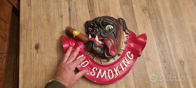 INSEGNA IN RESINA PESANTE NO SMOKING BULLDOG CIGAR
