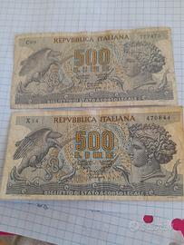lotto 2 banconote da 500 lire ARETUSA 