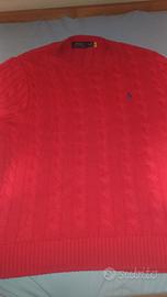 Maglia in cotone a trecce Ralph Lauren rossa