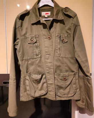 Giacca donna verde militare con tasche e bottoni