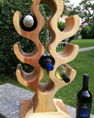 Portabottiglie in Legno Etnico 10 bottiglie Unico