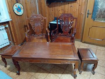 Salotto artigianale vietnamita in vero legno
