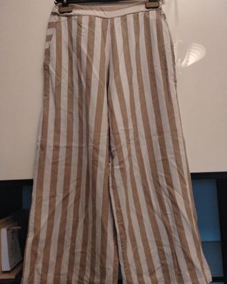 Pantaloni a righe   ampi  in fresco cotone