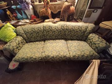 Divano anni 40 oro/verde damascato