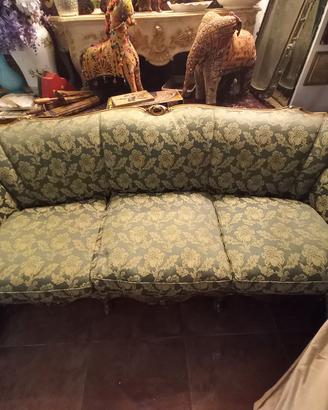 Divano anni 40 oro/verde damascato