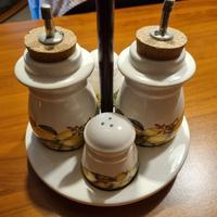 Servizio olio–aceto + sale/pepe in ceramica