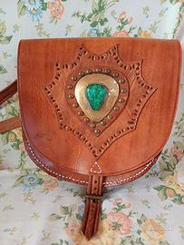 Borsa etnica in vero cuoio nuovissima 