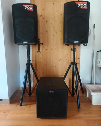 Sistema audio professionale sub + 2 casse a att