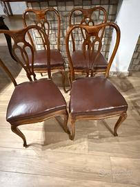 Sedie antiquariato legno e pelle