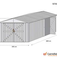 Box acciaio garage lamiera 360x600cm 21mq beige