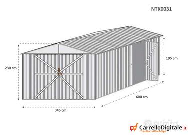 Box acciaio garage lamiera 360x600cm 21mq beige