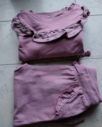 Tuta 2 pezzi bambina cotone 86 cm