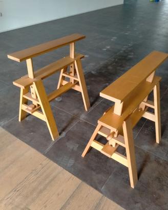 Cavalletti design in legno massello per tavolo