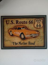 Quadro in legno massello Route 66