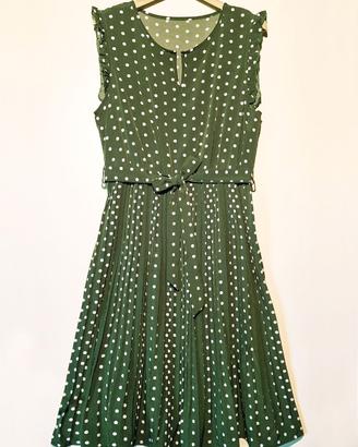 Abito longuette vintage - verde a pois bianchi.