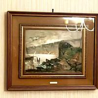 Quadro Vintage - Paesaggio Porto Mare Antiquariato