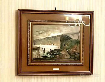 Quadro Vintage - Paesaggio Porto Mare Antiquariato