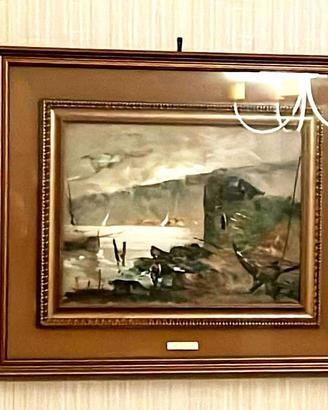 Quadro Vintage - Paesaggio Porto Mare Antiquariato