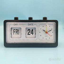 Sveglia orologio quarzo flip clock vintage daydate
