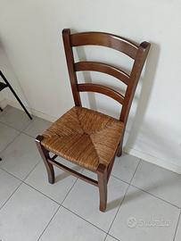 Set 4 Sedie in legno massello seduta in paglia