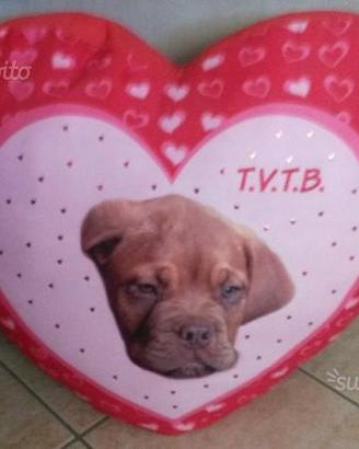 Cuscino a forma di cuore con scritta T.V.T.B