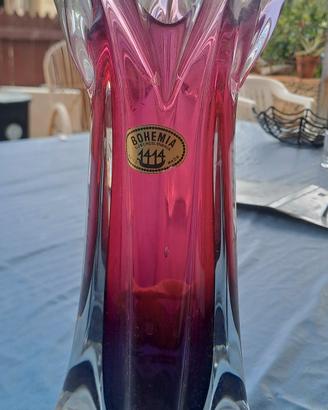 vaso darte boemo rosa vintage