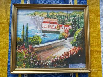 Dipinto ad olio quadro paesaggio scuola napoletana