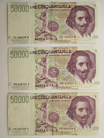 BANCONOTE 50.000 LIRE - 3 PEZZI