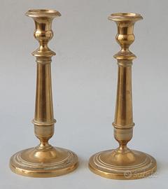 CANDELIERI OTTONE FINE OTTOCENTO, DECORATI