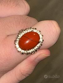 Anello in argento, zirconi e corniola