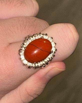 Anello in argento, zirconi e corniola