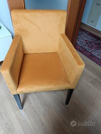 poltrona velluto giallo nuova 