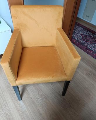 poltrona velluto giallo nuova 