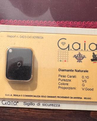 💎Diamante Naturale G.A.I.A. 0,10 ct i