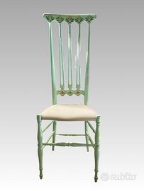 Sedia Vintage Alto Schienale Decorata a Mano