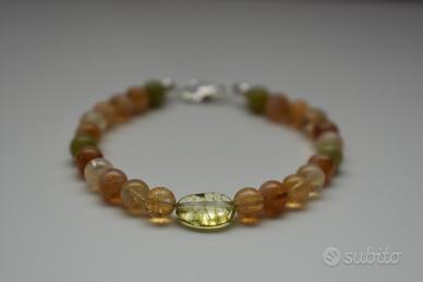 Bracciale donna citrino quartz scuro e giada 