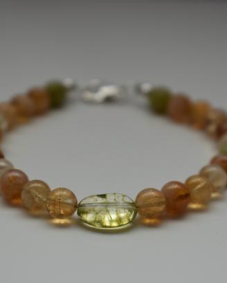 Bracciale donna citrino quartz scuro e giada 