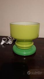Lampada da tavolo vintage in vetro opalino verde