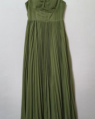 Abito verde da sera plissettato