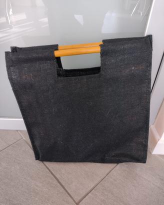 borsa in juta e legno 