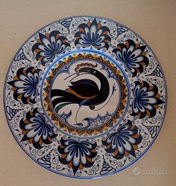 Piatto Maiolica Bottega Gatti Faenza  Pavona 42 cm