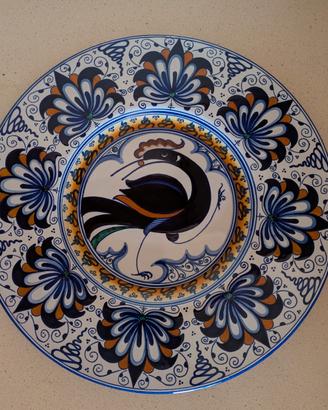 Piatto Maiolica Bottega Gatti Faenza  Pavona 42 cm