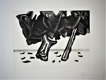 SEPO Severo Pozzati - alberi lito b/n 1/60 - 1977