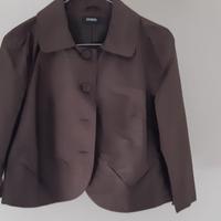 Vestito marrone  in seta senza maniche con giacca