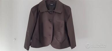 Vestito marrone  in seta senza maniche con giacca