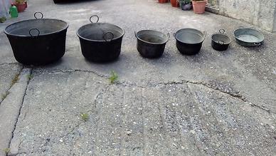 Set di Pentoloni in Rame Antichi 