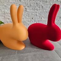 Qeeboo Rabbit Chair Baby Rosso velluto velvet