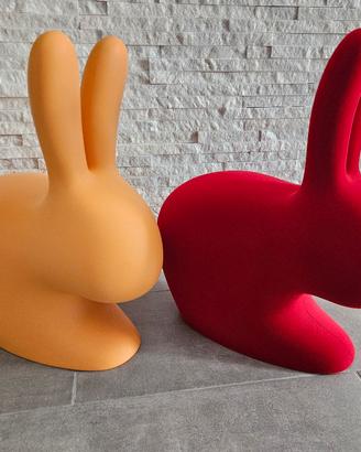 Qeeboo Rabbit Chair Baby Rosso velluto velvet