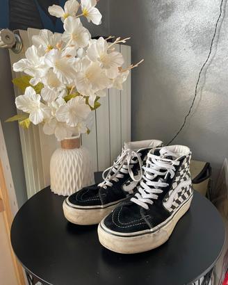 Vans platform alte scacchi nere tg 38